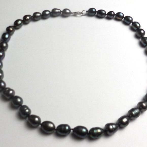 Necklace 18.5" Natural Pearls Gray Beaded Jewelry - Picture 5 of 5